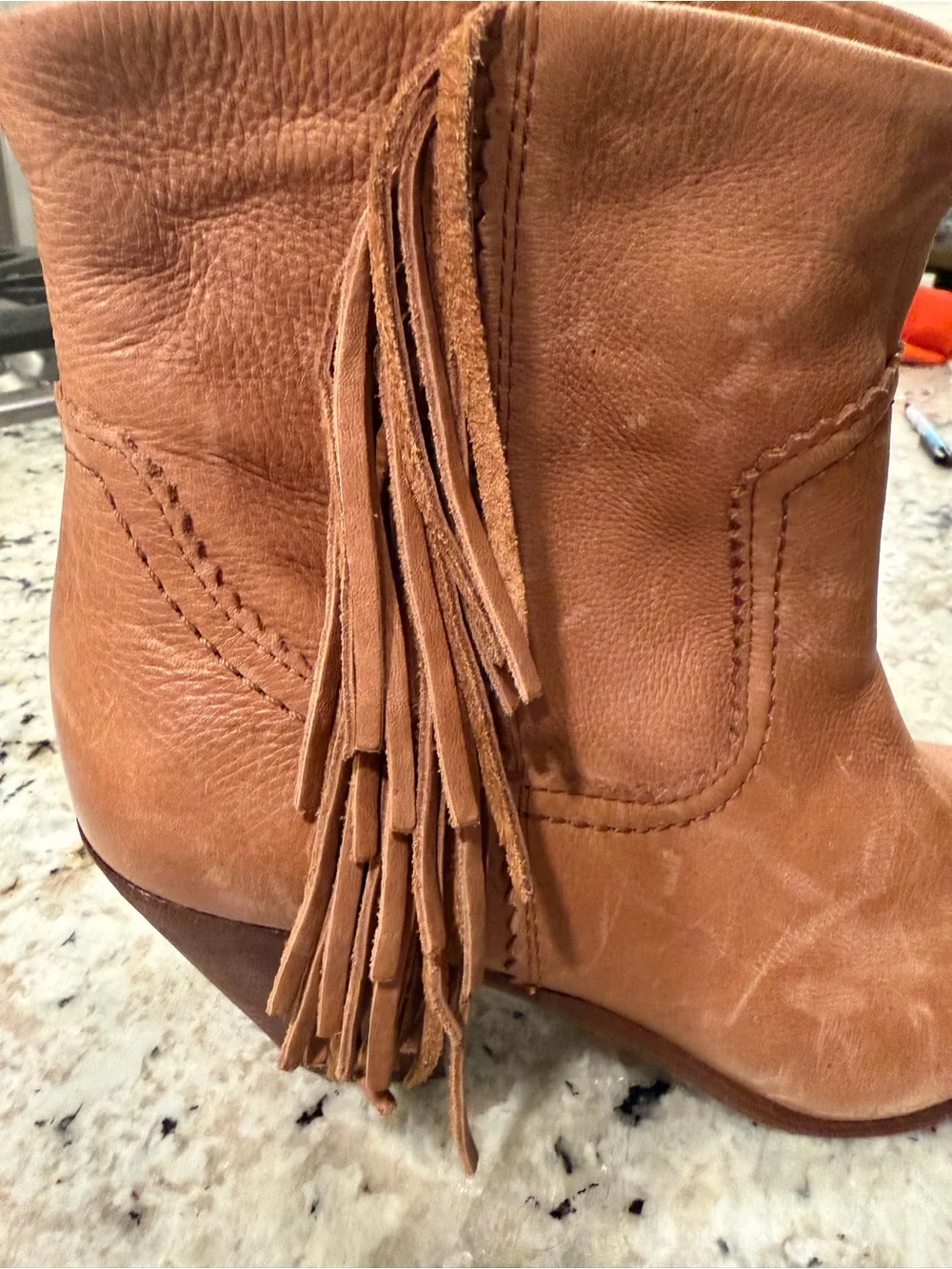 Sam Edelman Women’s 9.5 Western Fringe Leather Ankle Boots. Boho cowgirl